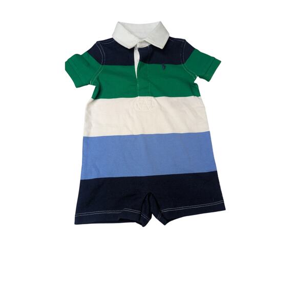 New Ralph Lauren striped boys summer polo one piece romper size 6 months - Picture 1 of 10